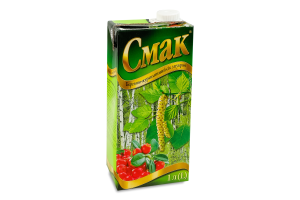 Сок стерилизованный с сахаром березово-клюквенный Смак т/п 1л