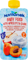 Пюре для детей от 6мес из яблок и абрикос с творогом, витамином С и кальцием Hamanek д/п 120г