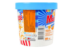 Морозиво 11% з попкорном та смакоароматичним наповнювачем Карамель солона Maximuse Laska ст 300г