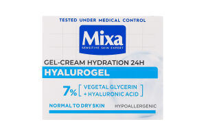 Крем-гель увлажняющий для нормальной и сухой чувствительной кожи лица Hyalurogel Mixa 50мл