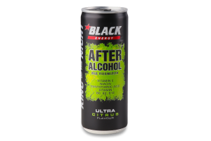 Напиток энергетический безалкогольный сильногазированный After alcohol King of the night Black Energy ж/б 250мл