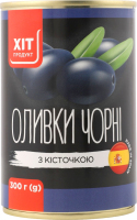 Оливки черные с косточкой Хіт Продукт ж/б 300г