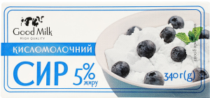 Сир кисломолочний 5% Good Milk т/п 340г