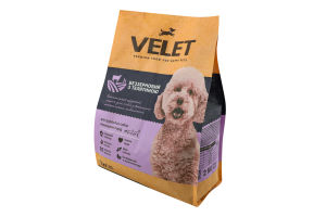 Корм д/дорослих собак малих порід Преміум беззерновий з телятиною сухий 2кг Velet