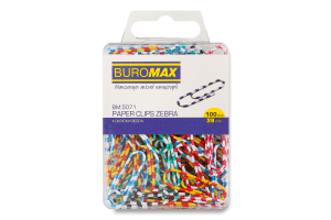 Скріпки Зебра кольорові 28мм 100шт BM.5071 Буромакс