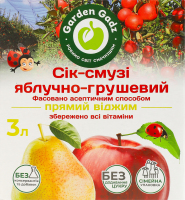 Сок-смузи прямой отжим с мякотью стерилизированный фасованный асептическим способом яблочно-грушевый Garden Gadz к/у 3л