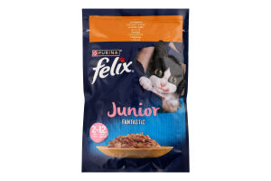 Корм консервований повнораціонний для кошенят з куркою в желе Junior Fantastic Felix д/п 85г