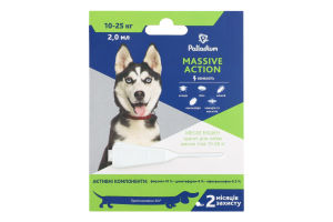Краплі для собак масою тіла 10-25кг Massive Action Palladium 2мл