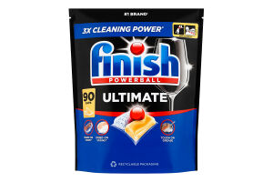 Средство для мытья посуды в посудомоечных машинах Лимон Ultimate Powerball Finish 90шт