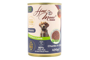 Корм д/цуценят з ягням 400г ж/б How Meow