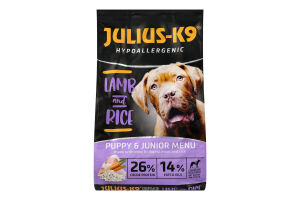 Корм сухой полнорационный для щенков и растущих собак Lamb&Rice Julius-K9 м/у 3кг
