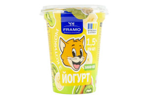 Йогурт 1.5% с фруктовым наполнителем Банан-киви Framo ст 350г