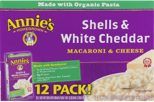 Annie's Homegrown Macaroni & Cheese Shells & White Cheddar - 12 PK