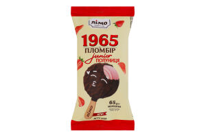 Мороженое 12% эскимо двухслойное в шоколадной глазури с рисовыми шариками Клубника Junior Пломбир 1965 Лімо м/у 65г