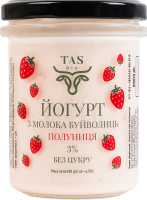 Йогурт 3% з молока буйволиць без цукру Полуниця TASbio с/б 180г