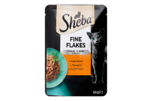 Корм консервований для дорослих котів З індичкою в желе Fine Flakes Sheba д/п 85г