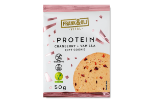 Печенье веганское белковое с арахисовой пастой, клюквой и ванилью Frank&Oli м/у 50г