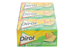 Резинка жевательная без сахара с подсластителями в пластинках Свежесть тропических фруктов X-Fresh Dirol к/у 13.5г