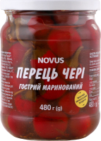 Перец острый маринованный пастеризованный Черри Novus с/б 480г