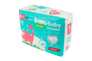 Трусики-подгузники для детей 7-14кг 4 3D Soft Dinobaby 32шт