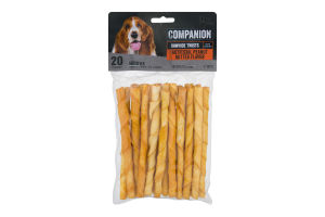 Companion 5 Inch Peanut Butter Rawhide Twists for Dogs - 20 CT