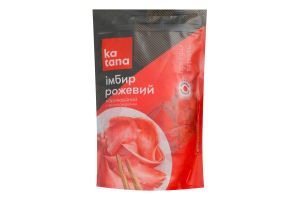 Имбирь розовый маринованный с подсластителем для суши и роллов Katana д/п 400г