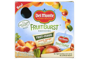 Del Monte Fruit Burst Squeezers Fruit + Veggie Peach-Mango - 4 CT