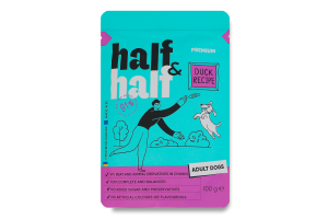 Корм влажный полнорационный для взрослых собак с уткой в соусе Duck recipe Premium Half&Half д/п 100г