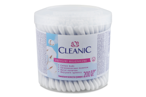 Палички ватні Cleanic Класік 200шт кругла упаковка