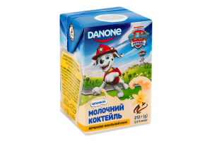 Коктейль молочный 2.5% стерилизованный Сливочно-ванильный Paw Patrol Danone т/п 212г