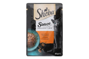 Корм консервований для дорослих котів З індичкою Sauce Collection Sheba д/п 85г