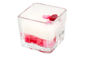 Свічка Сердечки квадратний стакан на 28годин 6*7см Строїч