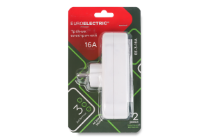 Тройник электрический 3500W AC 250V №EE-3-16A Euroelectric 1шт