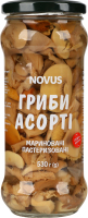 Грибы маринованные пастеризованные Ассорти Novus с/б 530г