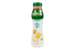 Бифидойогурт 0.5% питьевой без сахара с бифидобактериями Actiregularis с наполн Персик-ананас-банан Активіа п/бут 250г