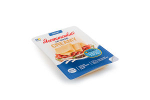 Сыр 50% твердый нарезанный ломтиками Creamy Яготинський лоток 130г