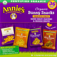 Annie's Homegrown Organic Bunny Snacks Variety Pack Baked Snack Crackers & Graham Snacks - 36 CT