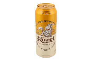 Пиво 0.5л 4% светлое фильтрованное пастеризованное Svetly Velkopopovicky Kozel ж/б