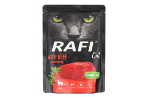 Корм д/котів з яловичиною 300г пауч Рафі