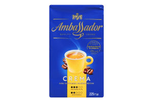 Кава натуральна смажена мелена Crema Ambassador м/у 225г
