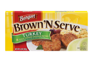 Banquet Brown 'N Serve Turkey Sausage Patties - 8 CT