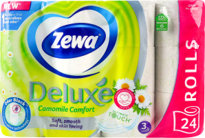 Папір туалетний 3-х шаровий Camomile comfort Deluxe Zewa 24шт