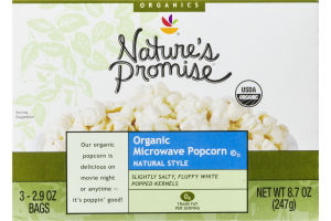 Nature's Promise Organic Microwave Popcorn Bags Natural Style - 3 CT