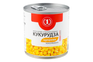 Кукурудза цукрова з цілих зерен консервована ТМ "1" з/б 420г