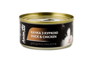 Корм д/дорослих котів з качкою та куркою 80г ж/б AnimAll