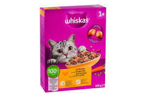 Корм сухой полнорационный для взрослых котов с курицей Whiskas к/у 300г