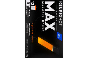 Maxwell House Medium Roast K-Cup Pods Max 1.50x More Caffeine - 12 CT