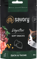 Ласощі д/покращення травлення котів з качкою та чебрецем 50г д/п Savory