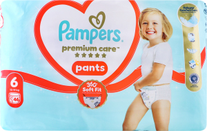 Трусики-підгузники для дітей 13-19кг 6 Pants Premium care Pampers 46шт