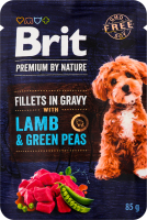 Корм влажный полнорационный для взрослых собак всех пород Lamb&Green peas Premium by Nature Brit д/п 85г